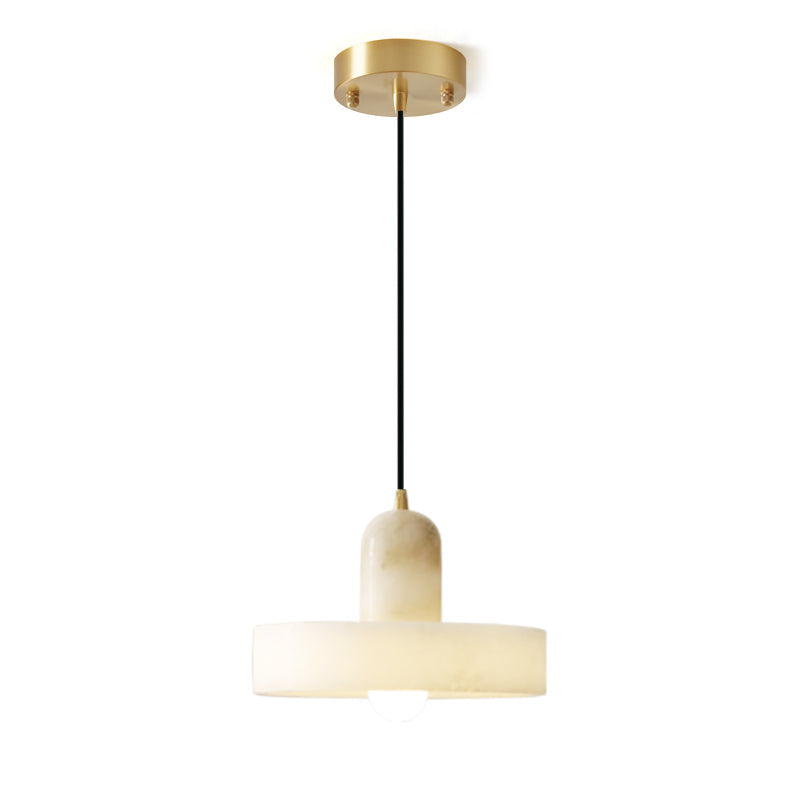Warm Ambience Created by Alabaster Disc Orb Pendant Light